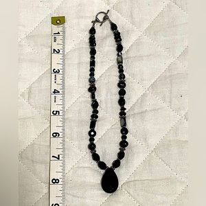 Necklace black beads silver stunning necklace